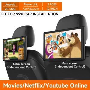 10.1''자동차 머리 받침 모니터 태블릿 화면 무선 CarPlay 안드로이드 12 2+32G 자동 뒷좌석 비디오 TV 플