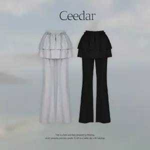 핫핑 [하비필수/몸매보정] 시더 니트지 프릴밴딩 캉캉 스커트팬츠