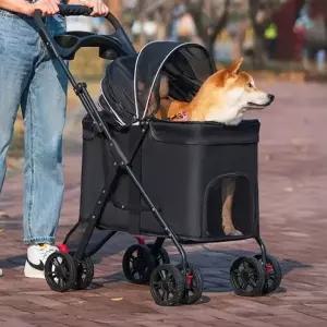 [에이치플러스몰]강아지 유모차 반려동물 애견 개모차 원터치 접이식
