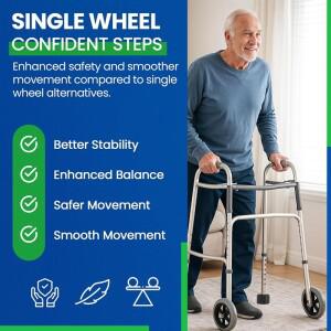 좋아하는교체용 보행기 바퀴 5인치 용 1쌍 및 발 포함