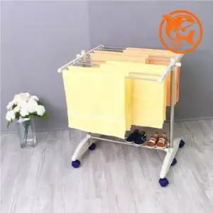 [생활] 유아용 다용도 접이식 옷걸이 아기 의류 건조대 2단 어린이 용품 수납대