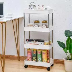 [생활] 스틸봉 슬림 4단 바퀴 슬림선반 이동형선반 틈새선