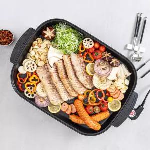 도무스 사각 잔치팬 전기그릴 글라스 국내생산 구이 볶음 2중열선 KMTO-1000