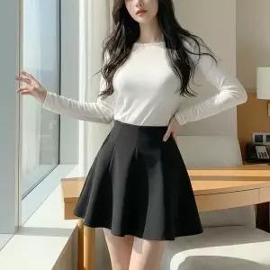 [하프클럽/]여자 데일리 하객룩 미니 플레어 치마바지 스커트