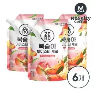 [맥널티] 아이스 파우치 복숭아 아이스티 제로 1L 6입