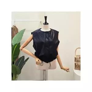 [하프클럽/포커스]  FS5A3VT30591 라운드넥 에코 레더 베스트