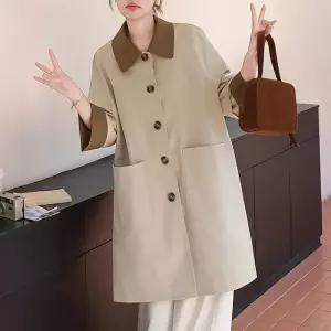 [블랙퀸][블랙퀸] 바스파 소매배색 루즈핏 트렌치코트 blk004553