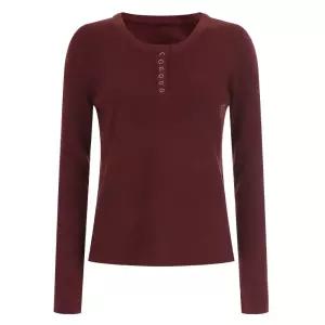 여성 간절기 반오픈 스냅단추 스판 이너겸 니트 티셔츠 NARU-WKN-20351-진브라