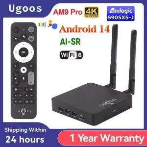 우고스 AM9 프로 TV 박스   14 암로직 S905x5-J 4GB 64GB WiFi BT5.3 1000M HDR 셋톱박스 플레이어 AI-SR