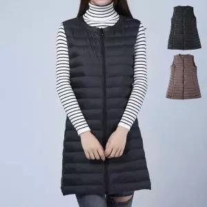 [하프클럽/옷자락]여자 가을 겨울 따뜻한 경량 덕다운 롱 베스트