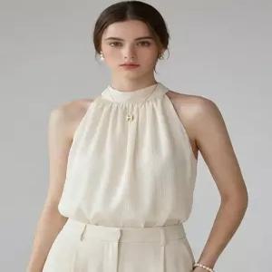 [휴드]엘시즈 쉬폰 홀터넥 민소매 블라우스