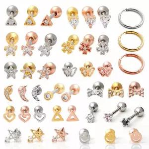 [메리그린] 데일리 아이템 피어싱 + 링귀걸이 한쌍 SET