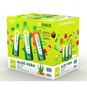 알로에 베라 주스 | 16.9파운드 , 12팩 3가지 맛 버라이어티 팩 알루어, 편안함, 노출된 식물성