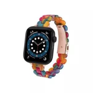 애플워치 호환 슬림 레진 스트랩 38-40-41mm레인보우 스마트밴드 워치스트랩 스마트워치