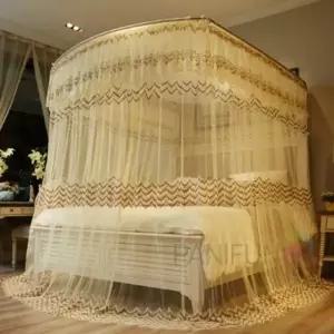 캐노피 침대모기장 120x200베이지 커튼방충망 실내모기장 레일모기장 패밀리모기장 레이스모기장