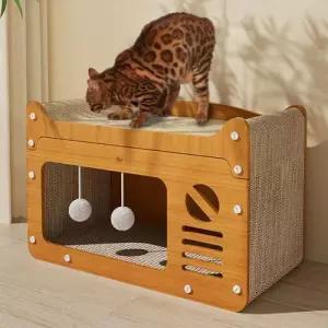 딩동펫 반려묘 숨숨 하우스 스크래쳐 놀이 공간 일체형