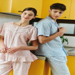 솔브 나뭇잎나염 반팔 커플 파자마세트 SVPA4529MVPA4529W2CCSG