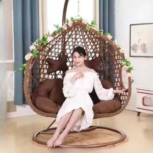 라탄 그네의자 우드 리조트 테라스 스윙 흔들의자