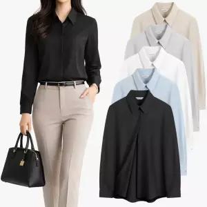 여성 셔츠 쉬폰 블라우스 링클프리 구김없는 정장 면접 남방셔츠 와이셔츠 오피스룩 여자 빅사이즈 44~99
