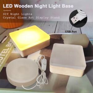 810CM 릴 확산 보드 나무 빛나는 램프 홀더 유리 크리스탈 아트 디스플레이 스탠드 USB 인터페이스 LED 야