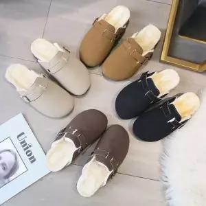 여성 겨울 스웨이드 퍼안감 방한 신발 털슬리퍼 털신 방한화 털슬리퍼 털신발 털단화