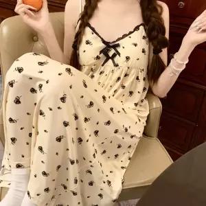 [더봉][내장패드] 로지 플라워 나시 파자마 원피스 상하 세트 2653