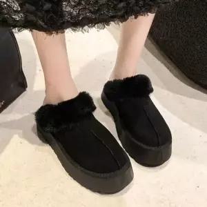 여자 156YVE58 통굽 슬리퍼 데일리 퍼 안감 뮬 캐주얼 로퍼 여