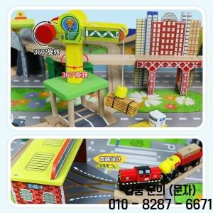 모든 브랜드의 나무 기차 레일 장난감에 맞는 트랙 액세서리 다리 크레인 터널 헬리콥터 앞치마 닭장 동굴