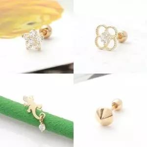 여성피어싱 피어싱귀걸이 도마뱀 금 큐빅 골드 피어싱 금피어싱 10K피어싱 피어싱귀걸이