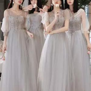 그레이 드레스 빅사이즈 연회 의상 파티 합창 웨딩 시상식 들러리