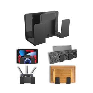 노트북 / 키보드 / 태블릿 / 킨들 / 라우터 / 모뎀 / 케이블 박스 벽 선반 홀더 정리함 전자 책상 측면 침대 옆 보관용 (블랙)