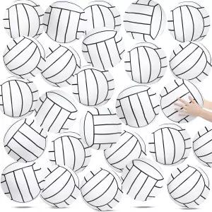 Wettarn 24개 풍선 배구 비치볼 8인치 흰색 수영장 배구공 게임 장난감 풀 홈커밍 생일 파티 스포츠 테마