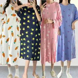 수면잠옷원피스/빈필원피스잠옷/빅사이즈/긴팔/루즈핏/오버핏/홈웨어/이지웨어/바캉스/여름/여행2