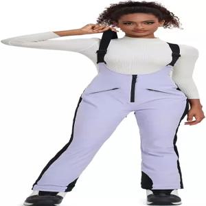 여성용 스키 턱받이 방수 스노우 슬림 핏 멜빵바지 엘라스틱 스노보드 팬츠 아웃도어