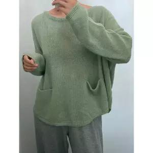 [모델리스트] 알파카 혼방 뒷단추 앞포켓 디테일 니트 (MEWKN006)