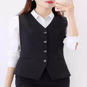 여성 베스트 패션 심플 정사이즈 조끼 정장 민소매 브이넥 레이어드