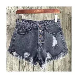 솔저스여성반바지 청바지 여뚱 빅사이즈 반바지 하이웨이스트 버클 퍼 트리밍 A라인 루즈핏 슬림핏 핫팬츠