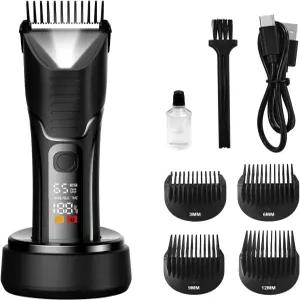 남성용 바디 헤어 트리머 - 치골 LED 조명이 있는 전동 볼 면도기 사타구니용 IPX7 방수 습식/건식 그루머