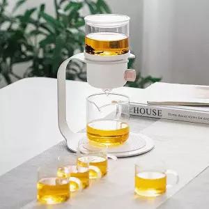 뮤트 드롭 티메이커 찻잔세트 6인 유리 티팟 버튼차포