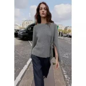 ZARA 자라 트임 슬리브 니트 재킷 - 라이트 그레이 735640