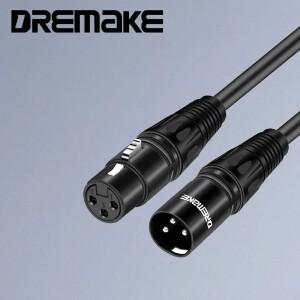 DREMAKE 3 핀 XLR 남성-여성 마이크 밸런스드 오디오 케이블 패치 전원 스피커 DMX LED 이펙터 Aqualizer