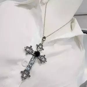 [셀러에이드]레트로 대형 십자가 큐빅 빈티지 엔티크 펜던트 목걸이
