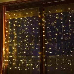 88p 물방울 커튼 전구별트리 모양줄 데코 크리스마스장식 장식품 벽장식 카페조명 전구 형전구 유리창 창문