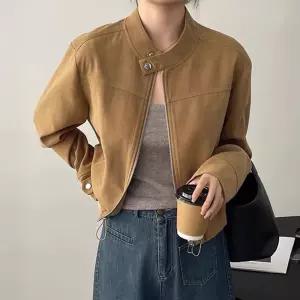 외출자켓 빈티지 깔끔한 이쁜 모던 노카라 재킷가을 스웨이드 아우터 루즈핏 데일리룩 여자숏 세무