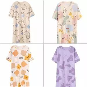 [셀러허브]프리미엄 파자마 홈웨어 곰돌이 원피스 반팔잠옷 4종 (S16026359)