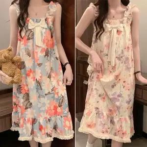 [셀러허브][KN463]아트 골프가운 샤워가운 면잠옷 원피스 가슴패드내장형 (S16026486)