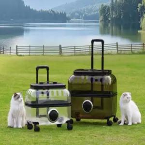 반려동물 바퀴형 이동장 투명 캐리어 대용량 고양이 강아지 외출 가방