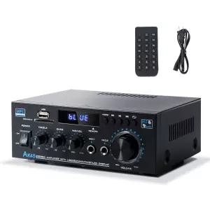 블루투스 스테레오 수신기 및 홈 오디오 앰프 시어터 책장 스피커용 300Wx2 2채널 FM 라디오 노래방