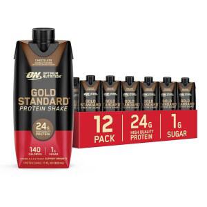 최적의 영양 골드 스탠다드 단백질 쉐이크, 24g 단백질, 바로 마실 수 있는 음료, 초콜릿, 11파운드 온스, 12개(1팩) (포장은 다를 있습니다)
