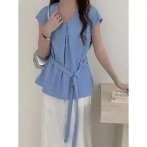 카라 KARRA 브이센턱핀턱블라우스+벨트SET A5M1034P401523099 513297